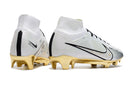 Chuteira NIKE Air Zoom Superfly 9 Elite FG Branco Dourado