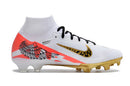 CHUTEIRA NIKE AIR ZOOM SUPERFLY 9 FG BRANCO DOURADO ASAS
