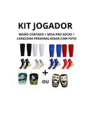 KIT Jogador Meião Cortado + Meia antiderrapante + Caneleira Personalizada